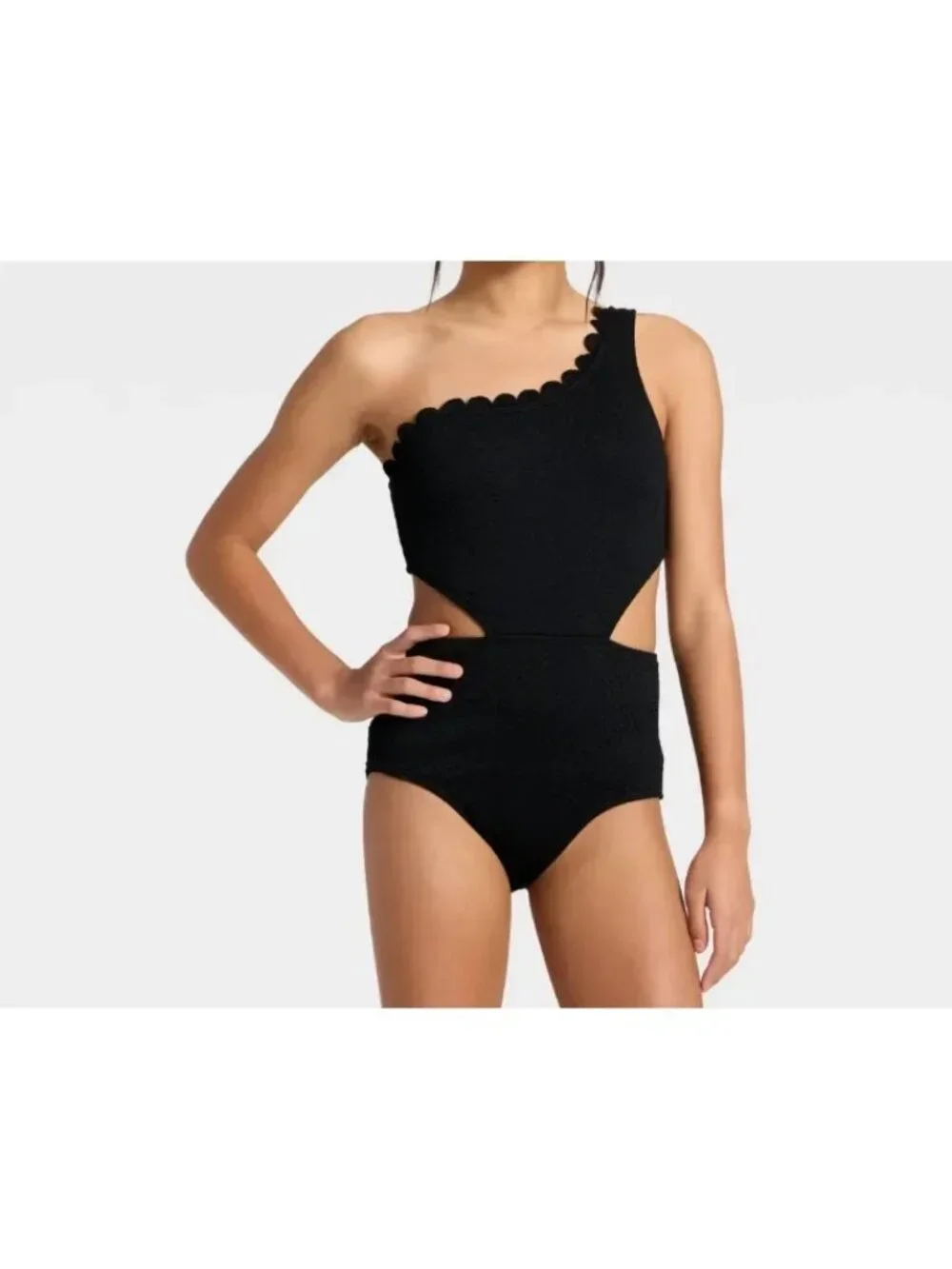 Art Class size Medium 8  Black One-piece Swimsuit Scalloped Cutout NEW